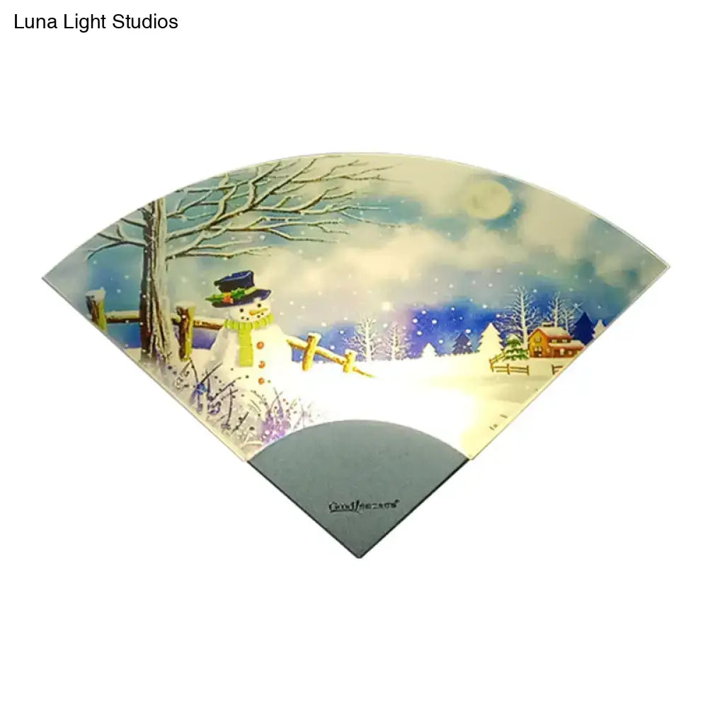 Nordic snowman led fan shaped wall light for bedroom decor