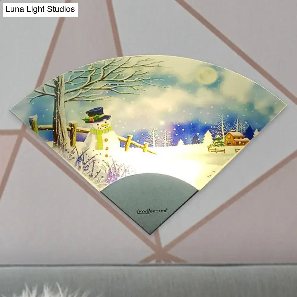 Nordic snowman led fan shaped wall light for bedroom decor