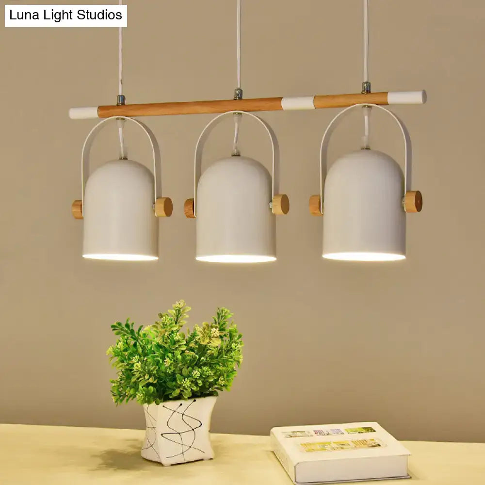 Nordic style triple white pendant light kitchen adjustable dome shade