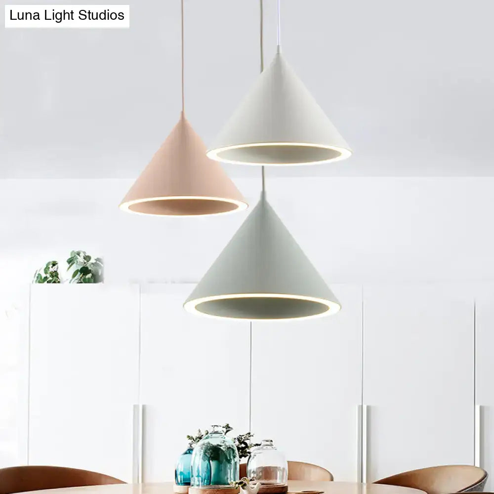 Nordic stylish white conical pendant light dining room hanging lamp