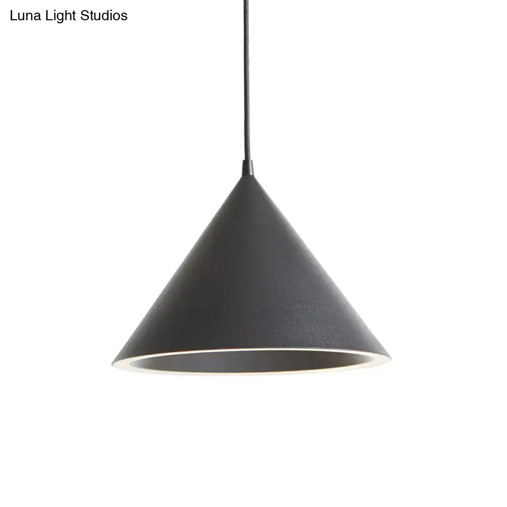 Nordic stylish white conical pendant light dining room hanging lamp