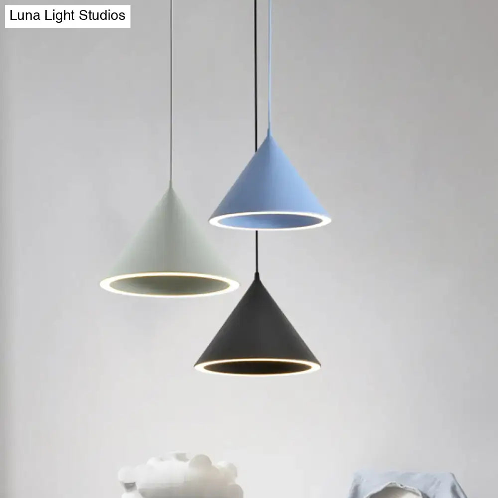 Nordic stylish white conical pendant light dining room hanging lamp