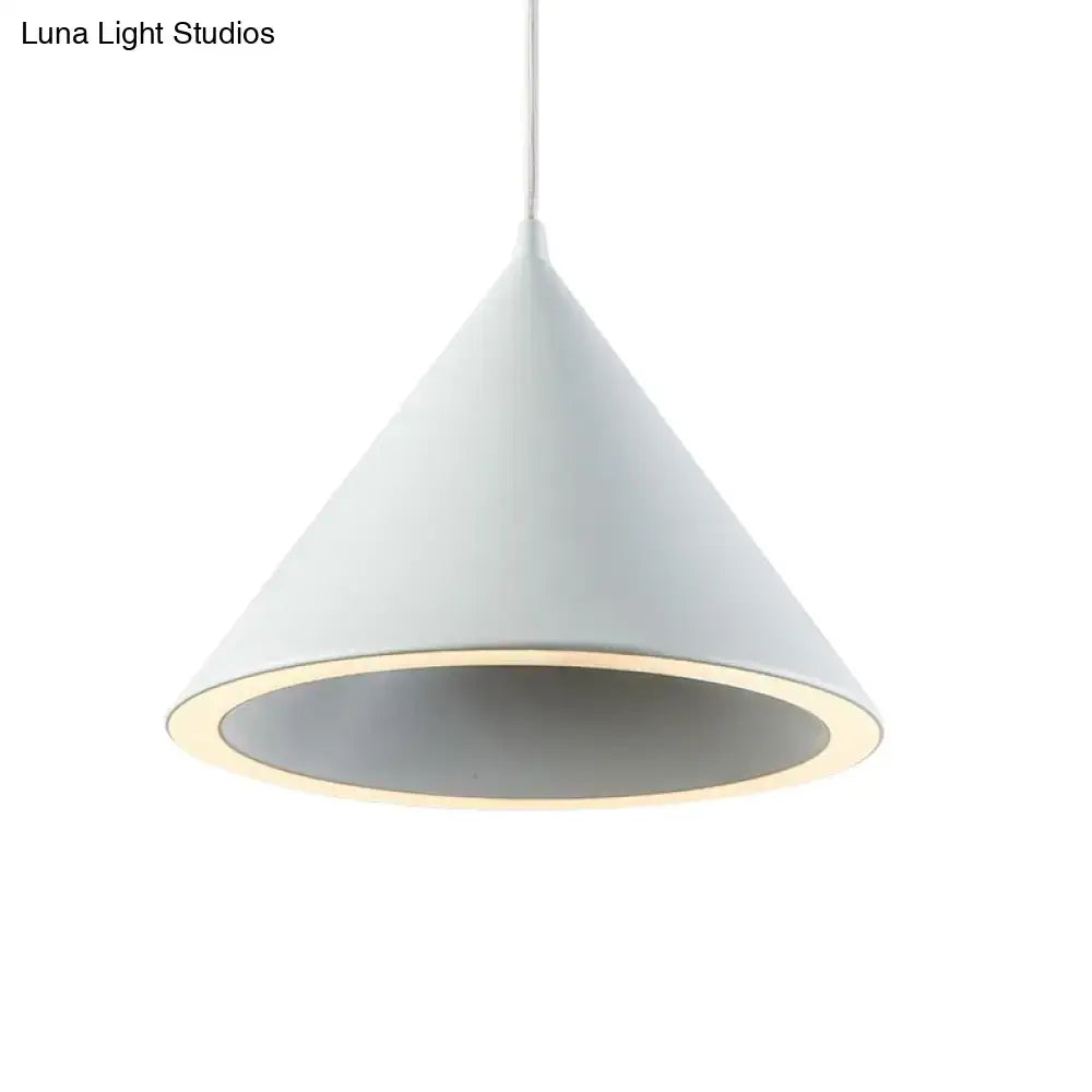 Nordic stylish white conical pendant light dining room hanging lamp
