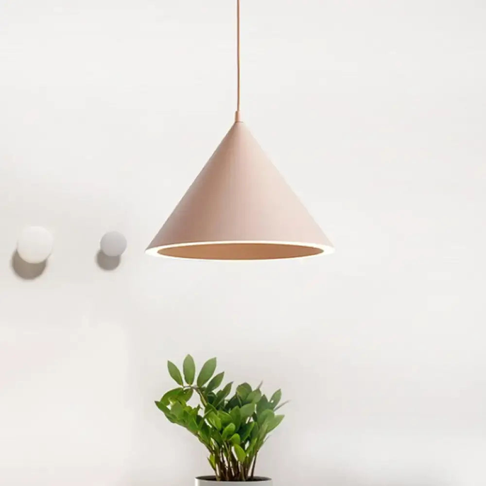 Nordic stylish white conical pendant light dining room hanging lamp