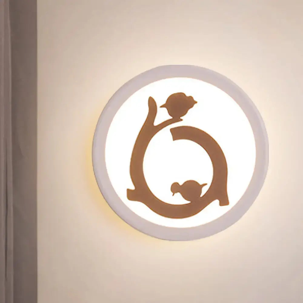 Nordic white & brown bird led wall sconce bedroom light fixture