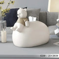 Nordic white ceramic bear statues tissue box living room decor