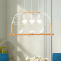 Nordic white iron cage island pendant light with birds dining room
