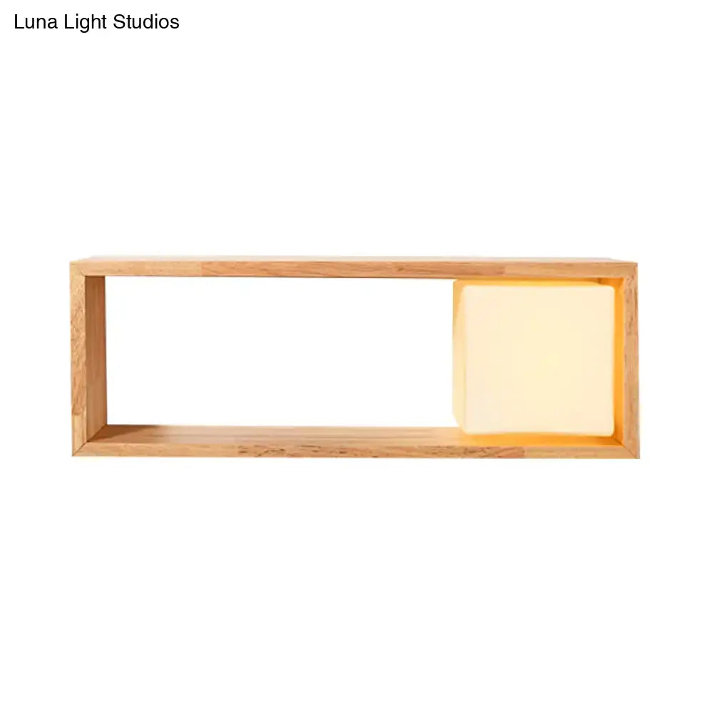 Nordic wood wall lamp with shelf bedroom light fixture
