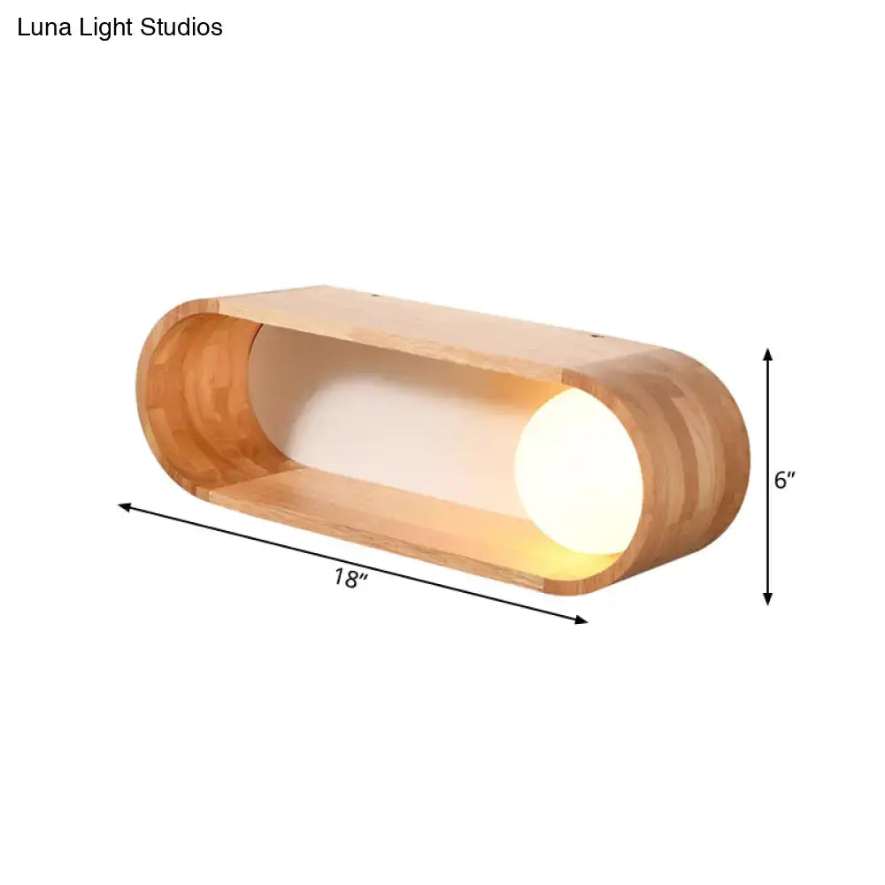 Nordic wood wall lamp with shelf bedroom light fixture