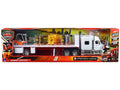 International Lonestar Flatbed Truck White with 6 Toxic Barrels 3 Pallets and Forklift "Long Haul Trucker" Series 1/32 Diecast Model by New Ray