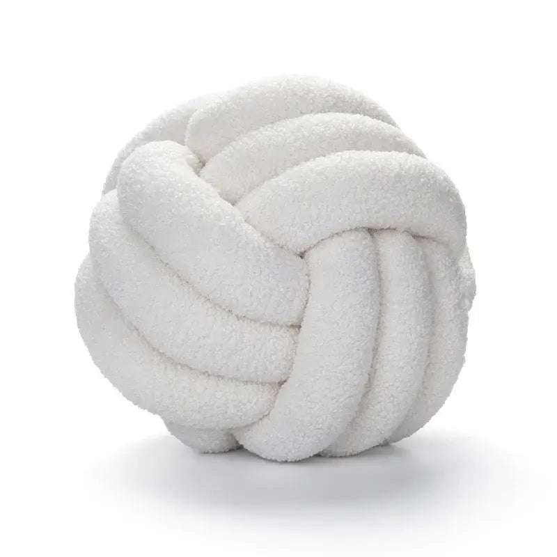Off-white boucle knotted circle throw pillows bedroom decor