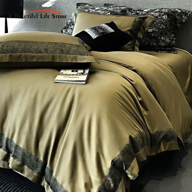 DecorBites™ 1400TC Egyptian Cotton Luxury Bedding Set with Duvet Cover, Sheet, Pillowcases