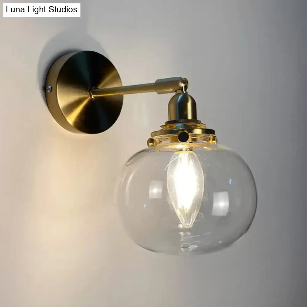 Orange and gold fluted glass wall lamp bedroom wall light