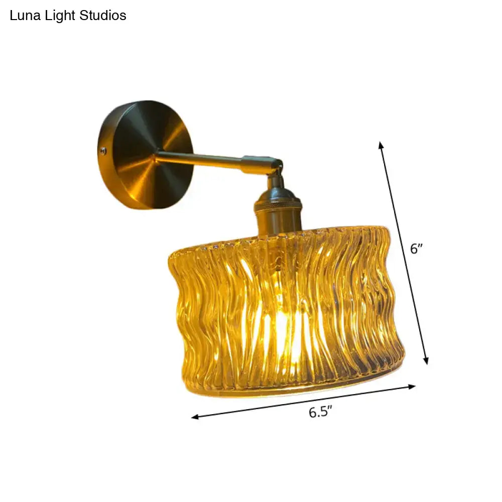 Orange and gold fluted glass wall lamp bedroom wall light