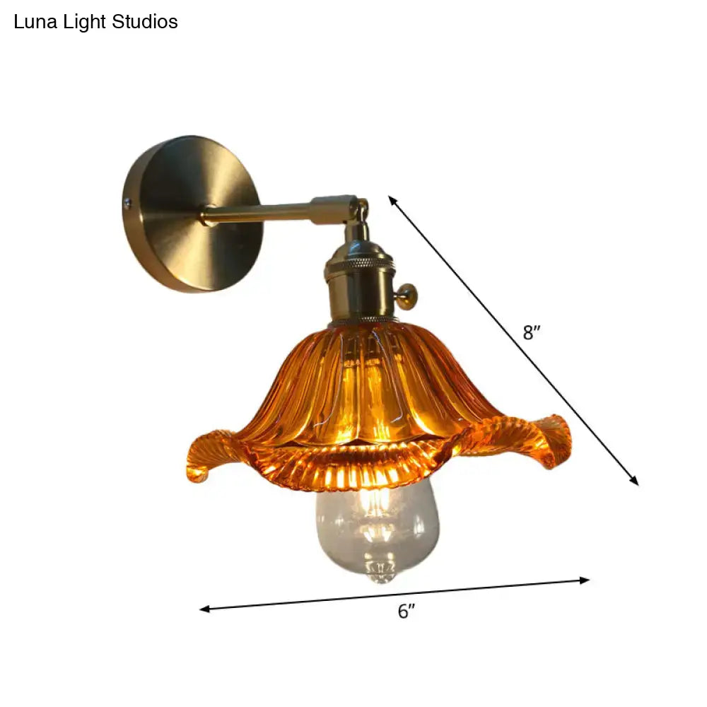Orange and gold fluted glass wall lamp bedroom wall light