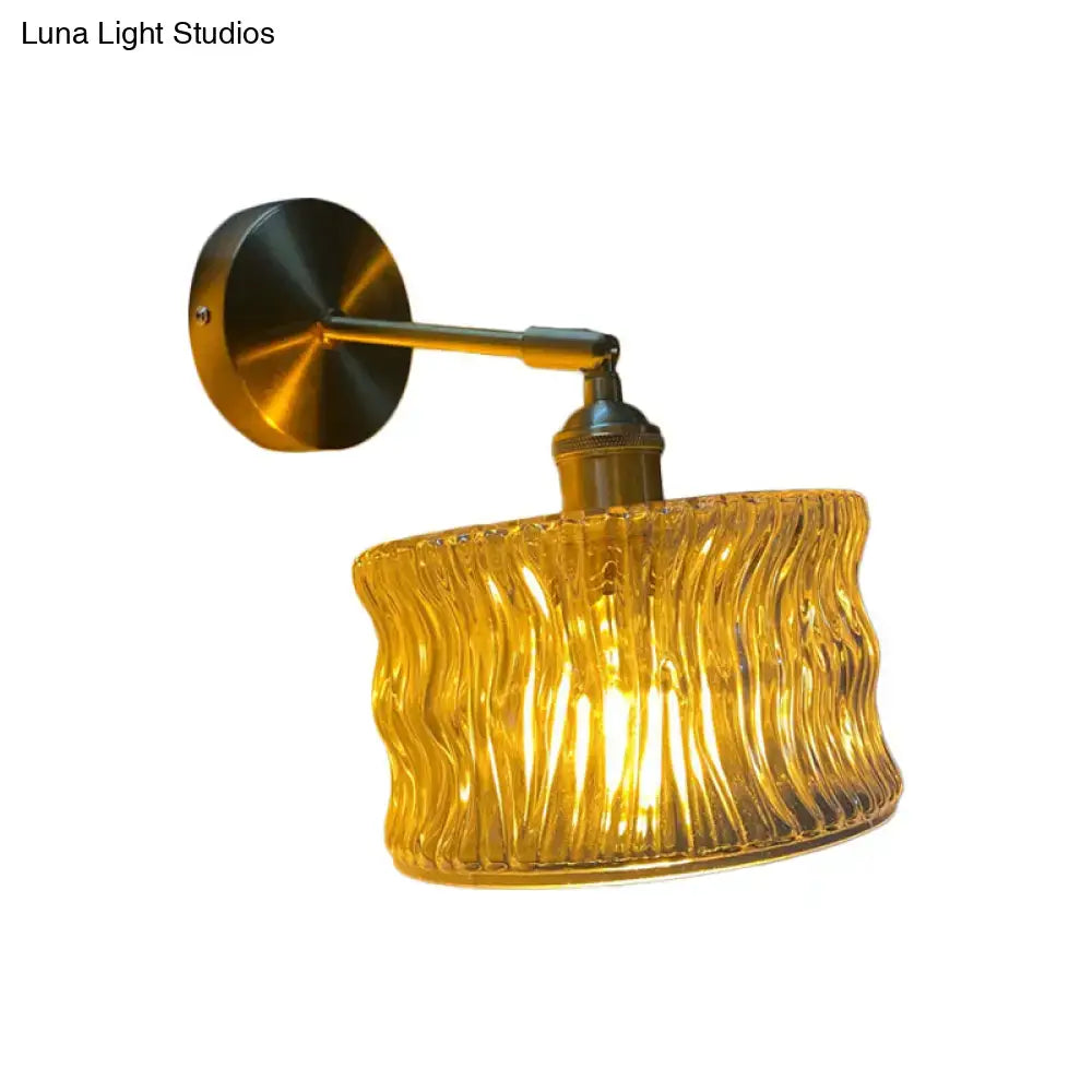 Orange and gold fluted glass wall lamp bedroom wall light