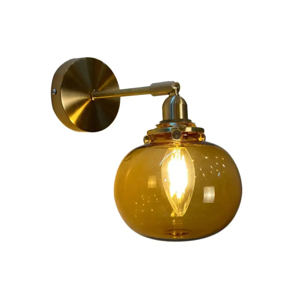 Orange and gold fluted glass wall lamp bedroom wall light
