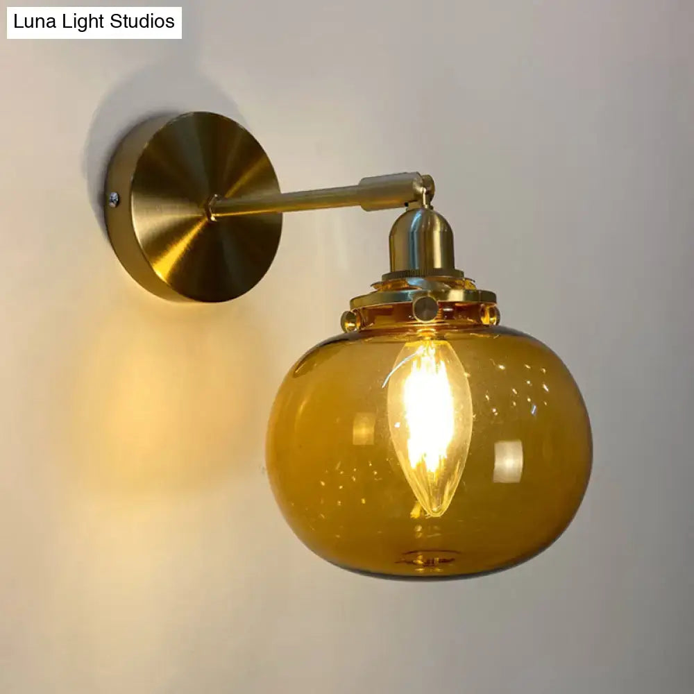 Orange and gold fluted glass wall lamp bedroom wall light