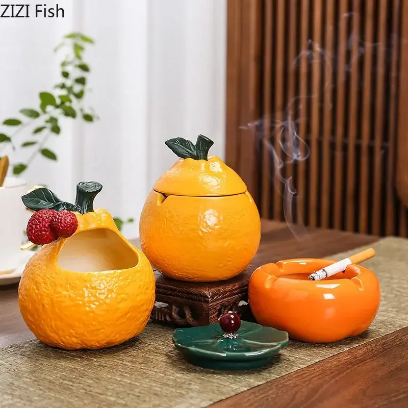 Orange ceramic fruit ashtray living room decorbites ceramic ashtray