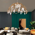 Organic copper crystal ceiling chandelier dining room pendant light