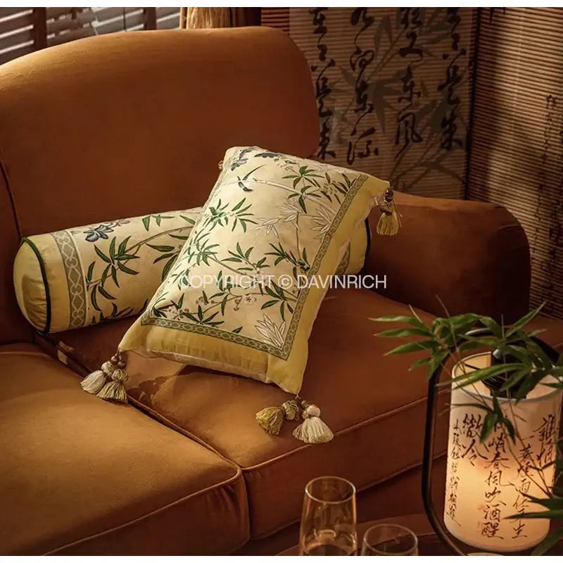 DecorBites™ Autum Orchid Velvet Lumbar Pillow Cover - Oriental Home Decor