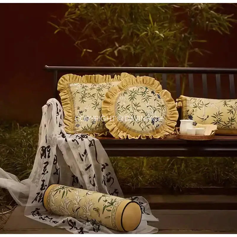 DecorBites™ Autum Orchid Velvet Lumbar Pillow Cover - Oriental Home Decor