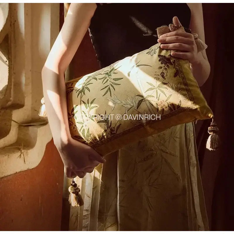 DecorBites™ Autum Orchid Velvet Lumbar Pillow Cover - Oriental Home Decor