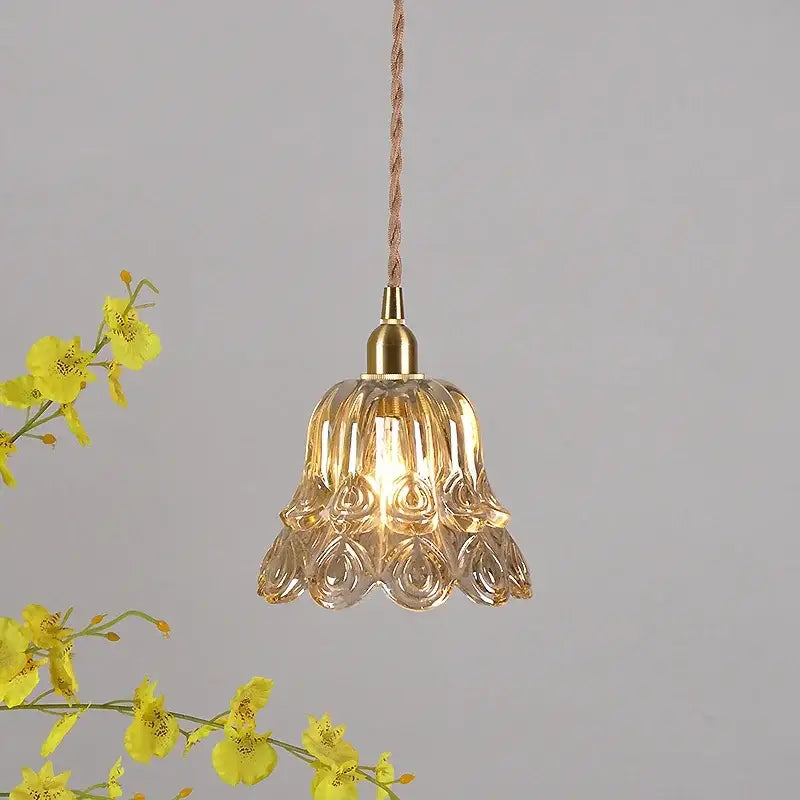 Ornate amber copper led pendant light for café and dining room