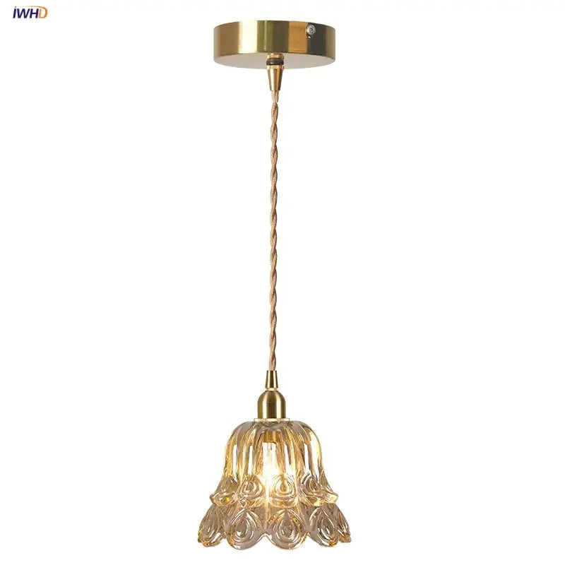 Ornate amber copper led pendant light for café and dining room