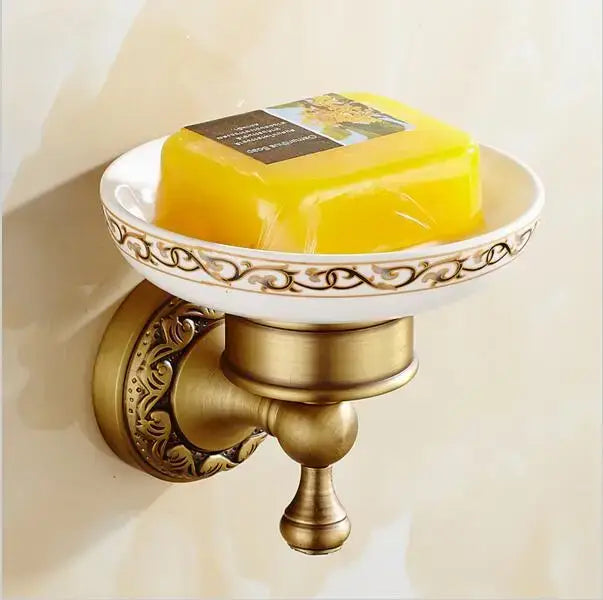 DecorBites™ Copper Carved Bathroom Accessories Set: Towel Shelf, Towel Bar, Paper Holder, Cloth Hook