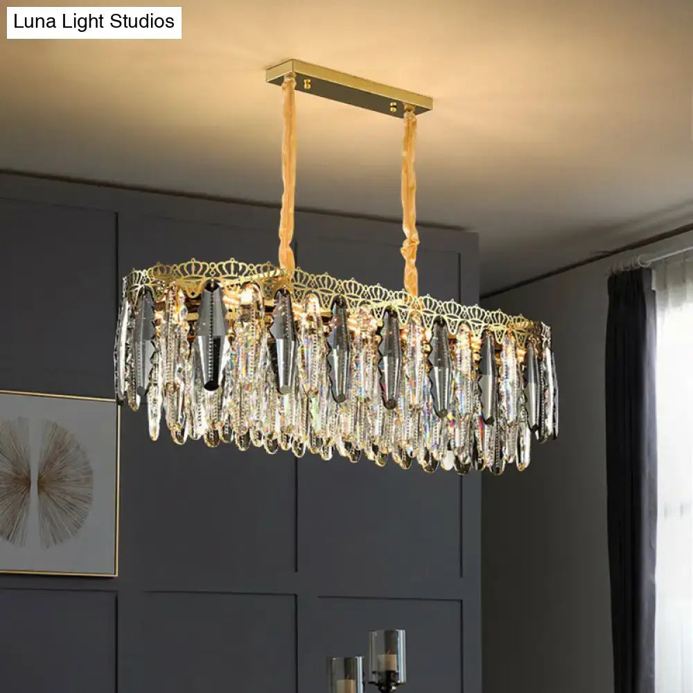 Ornate gold crystal leaf pendant light for bedroom