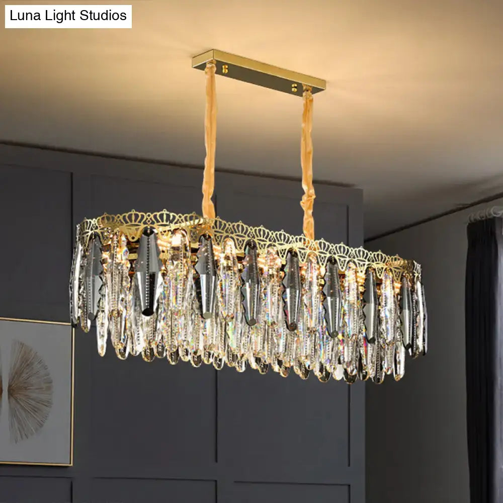 Ornate gold crystal leaf pendant light for bedroom