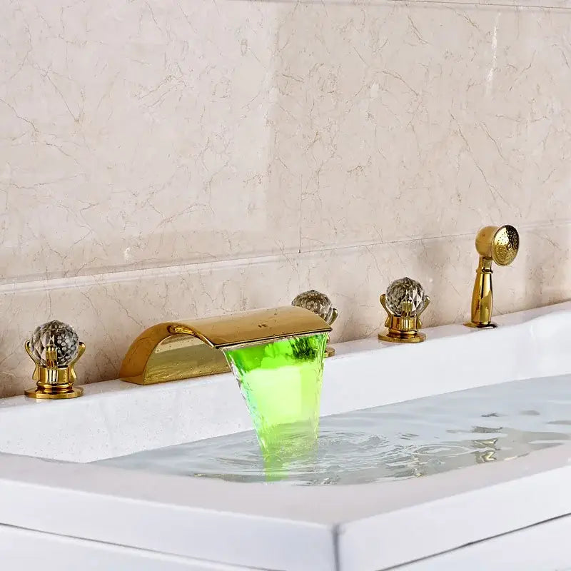 DecorBites™ LED Waterfall Bath Tub Faucet with Handshower