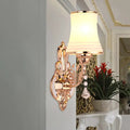 Ornate rose gold glass tapered bell wall sconce bedroom crystal light