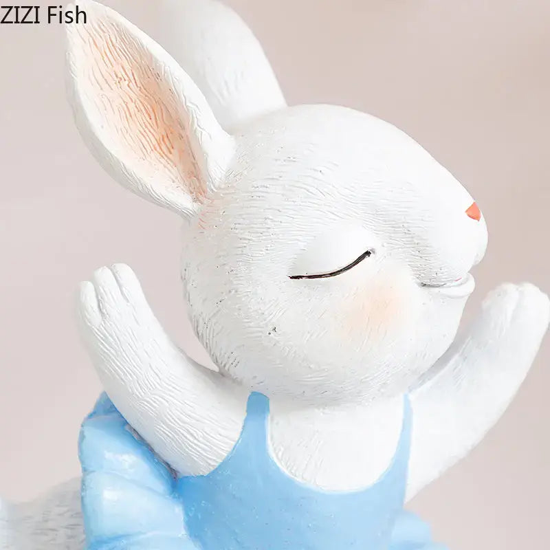 Pastel ballet rabbit dancer sculpture set bedroom desk decor