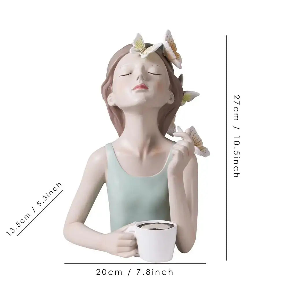 DecorBites™ Butterfly Fairy Resin Figurines with Gold Tray Home Decor Craft