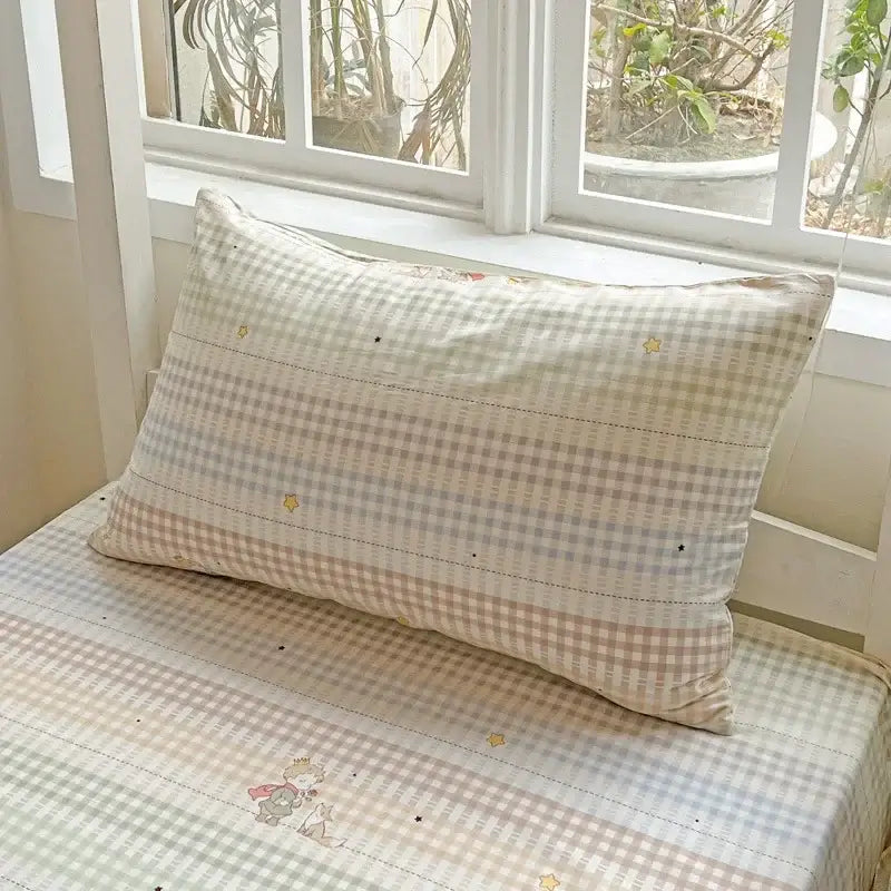 Pastel checkered cotton printed student bedding set bedroom decor
