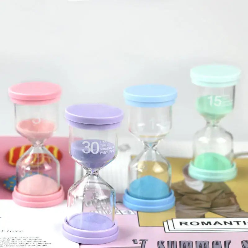 Pastel colorful glass hourglass sand timer set for kids bedroom