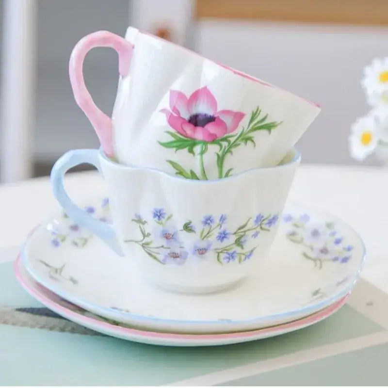 DecorBites™ Bone China Coffee Cup and Saucer Set for Home and Office