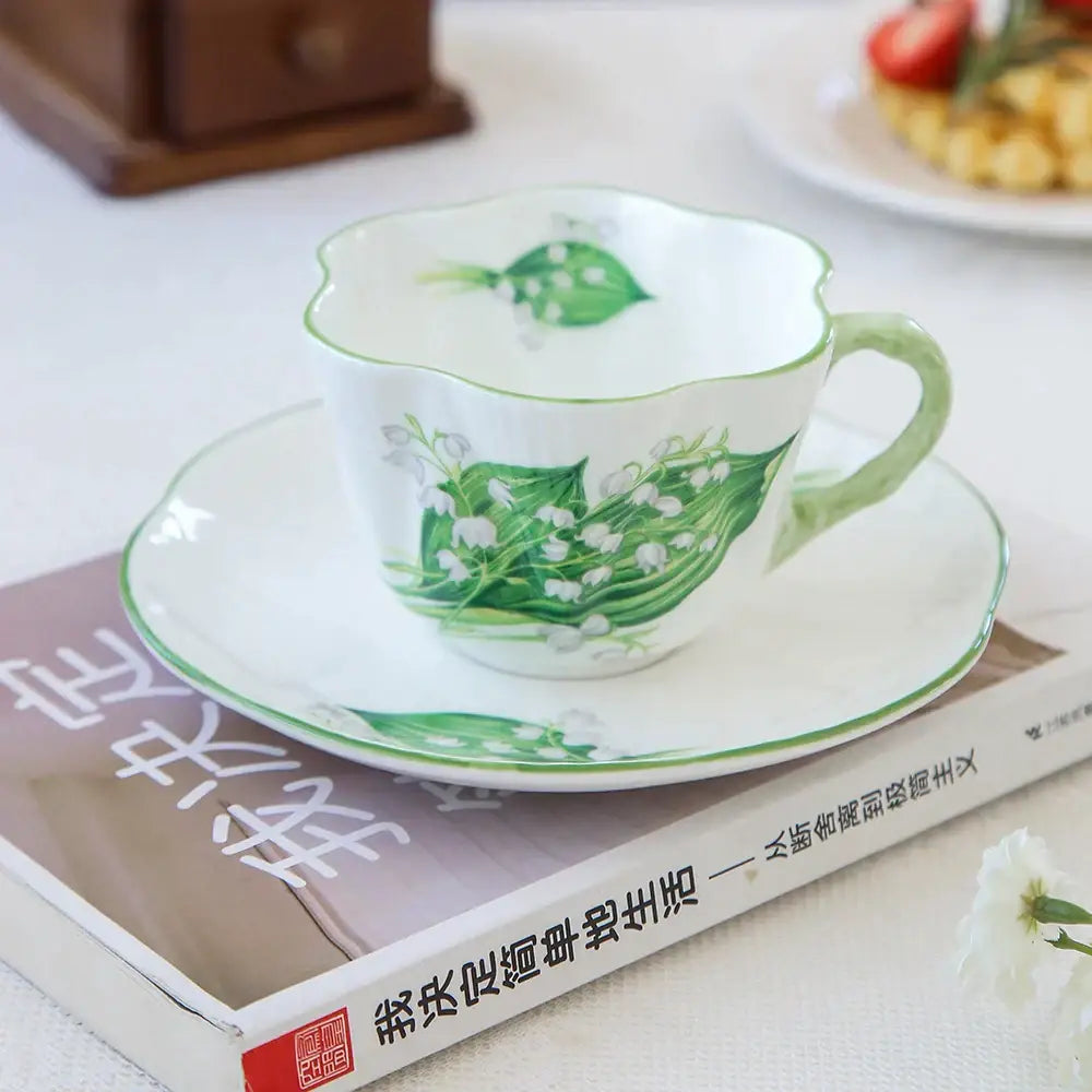 DecorBites™ Bone China Coffee Cup and Saucer Set for Home and Office