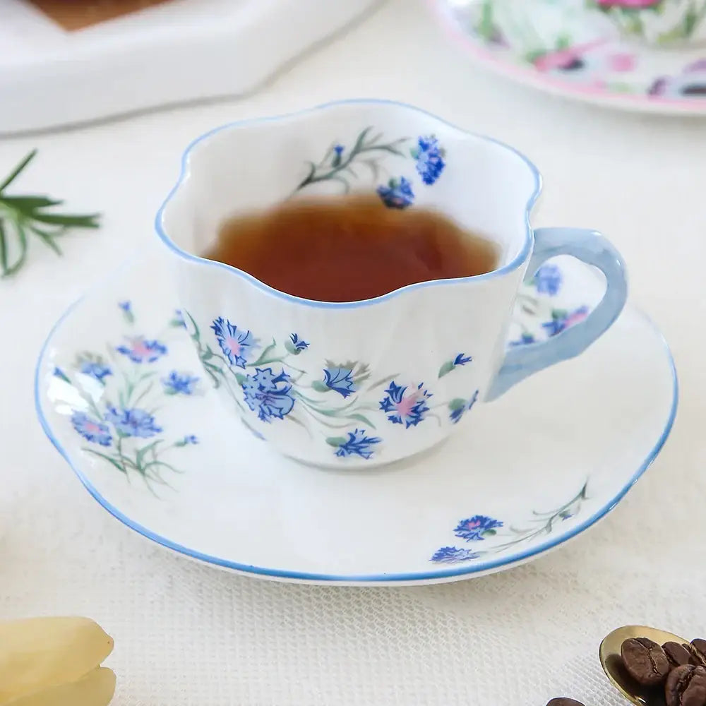 DecorBites™ Bone China Coffee Cup and Saucer Set for Home and Office