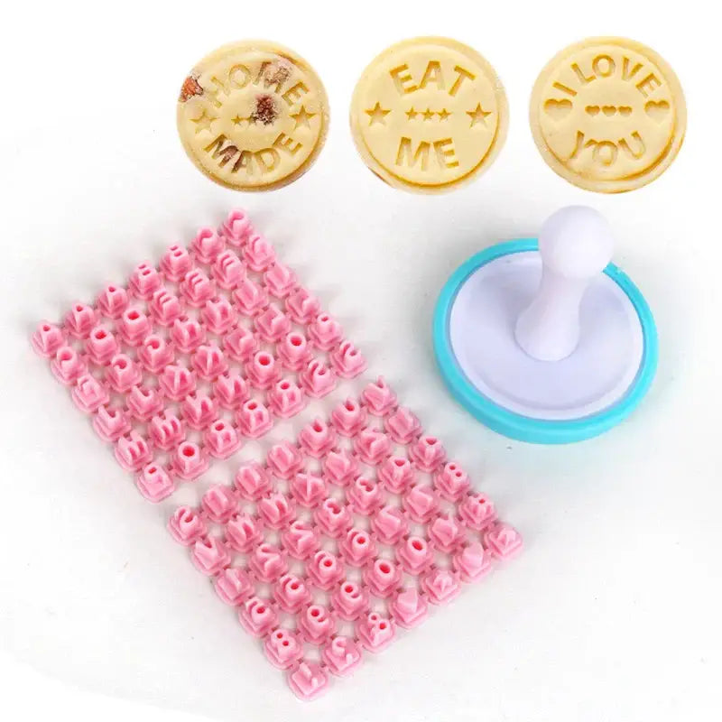 Pastel pink & yellow cookie stamps kitchen letter mold set