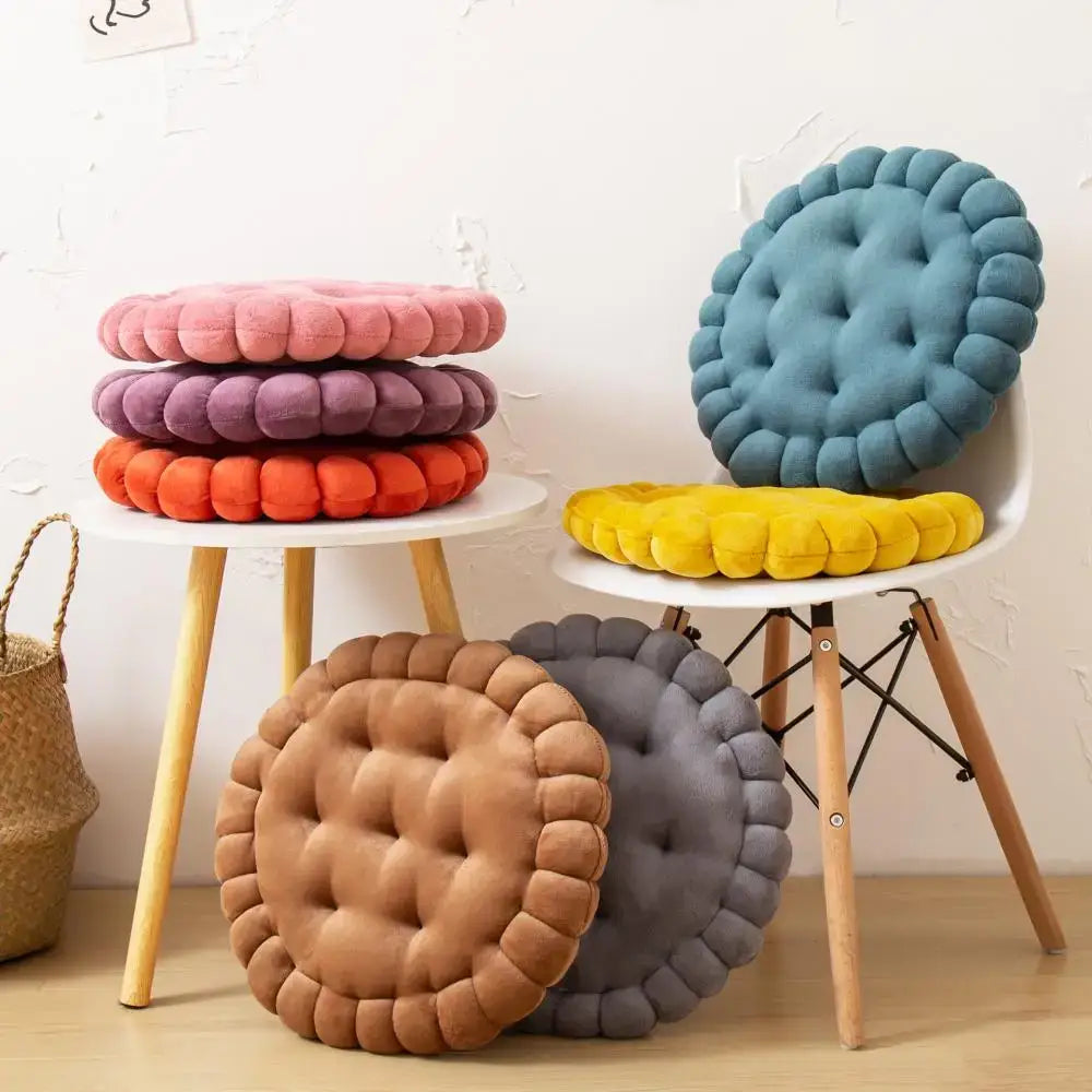DecorBites™ Cookie Biscuit Cushion Soft Throw Pillow for Living Room Chair