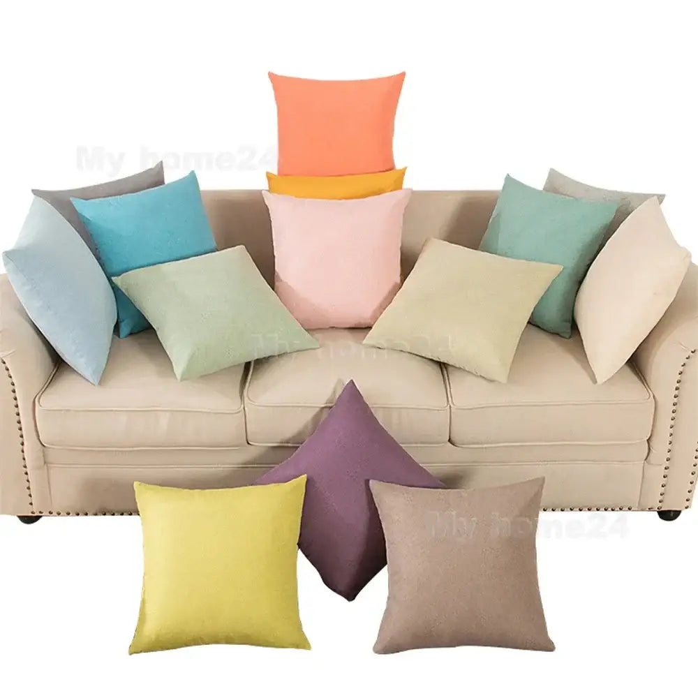 DecorBites™ Cotton Linen Pillow Cover Set for Home Decor - Plain Cushion Covers
