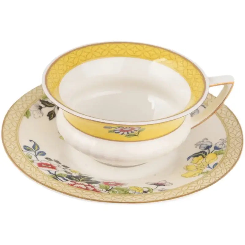 DecorBites™ Bone China Flower Coffee Cup Saucers Set, Elegant Pastoral Tea Time Essentials