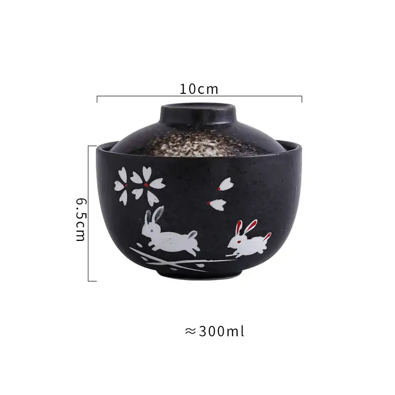 DecorBites™ 4.25" Ceramic Stew Pot Bowl with Lid - Multipurpose Steam Egg Soup Bowl - Small Steaming Cup for Slow Cooking - Home & Restaurant Tableware