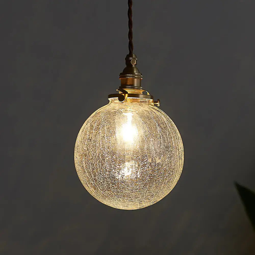 DecorBites™ Pauline - Modern Industrial Sphere Ceiling Light Single Clear Glass Hanging Pendant Light for Living Room