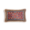 Persian style red & blue bohemian chenille lumbar pillow cover living room