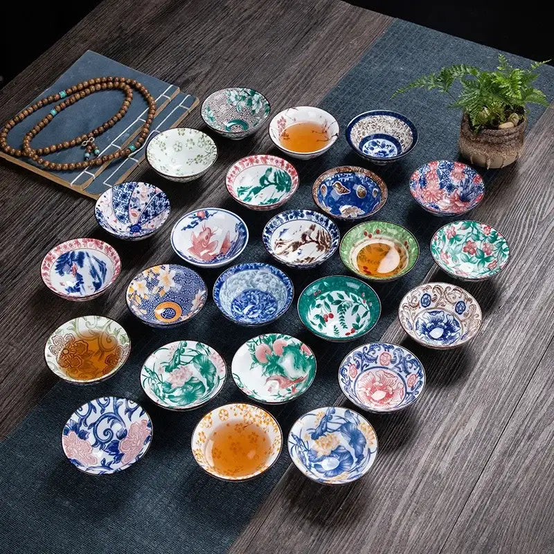 DecorBites™ Blue and White Porcelain Hand-Painted Tea Cups - Set of 1
