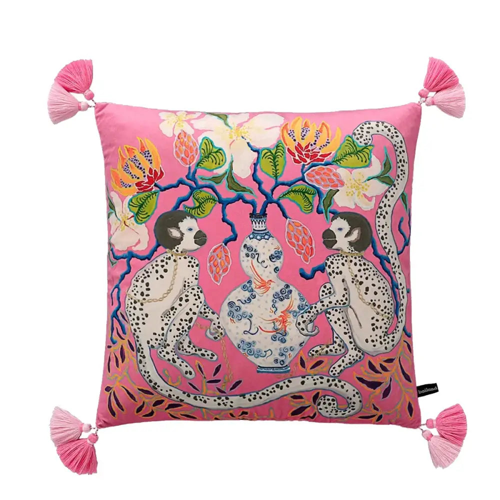 DecorBites™ Blue Lion Dog with Lemon Trees Lumbar Pillow Cover- GG Style Inspire